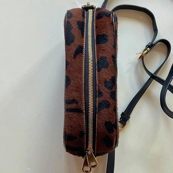 RARE Ferragamo Calf Hair Leather Gold Chain Camera Crossbody Bag - Picture 5 of 13